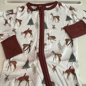 White and Brown Bamboo Pajamas with Woodland Pattern